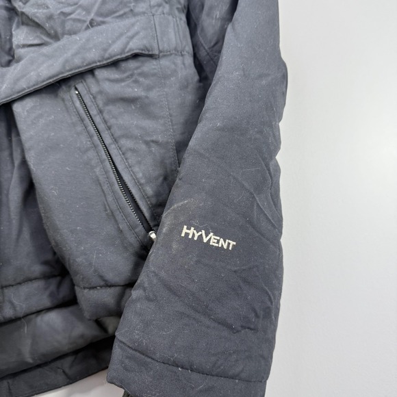 The North Face HyVent Jacket Womens Small Black Belted Faux Fur Hooded Parka - Picture 4 of 9